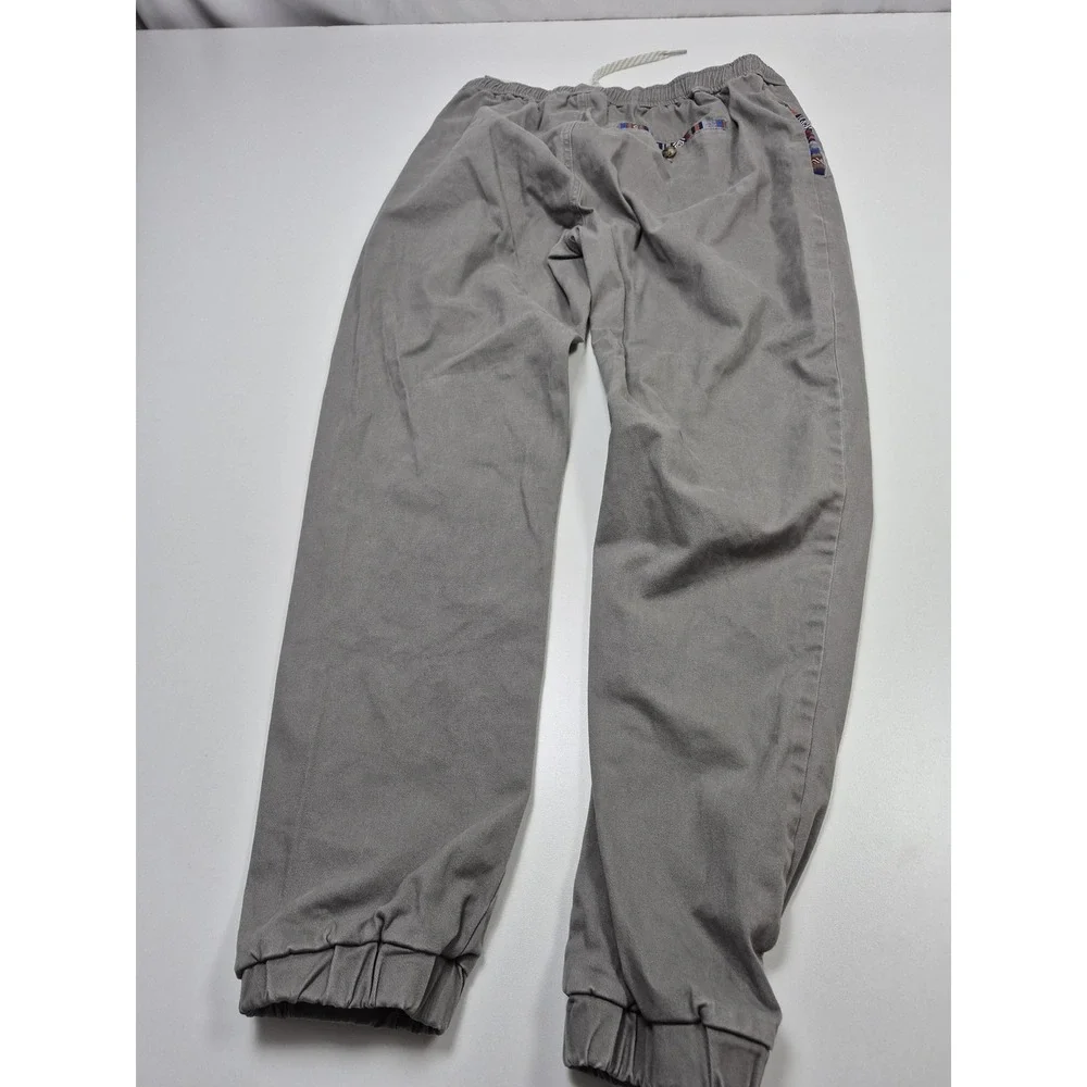 Wowie Men's Jogger Pants Gray Southwestern Trim Elastic Waist Large